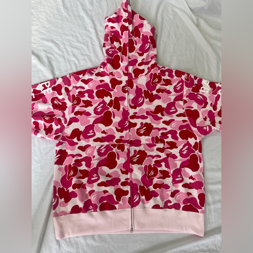 Pink bape zip up Hoodie